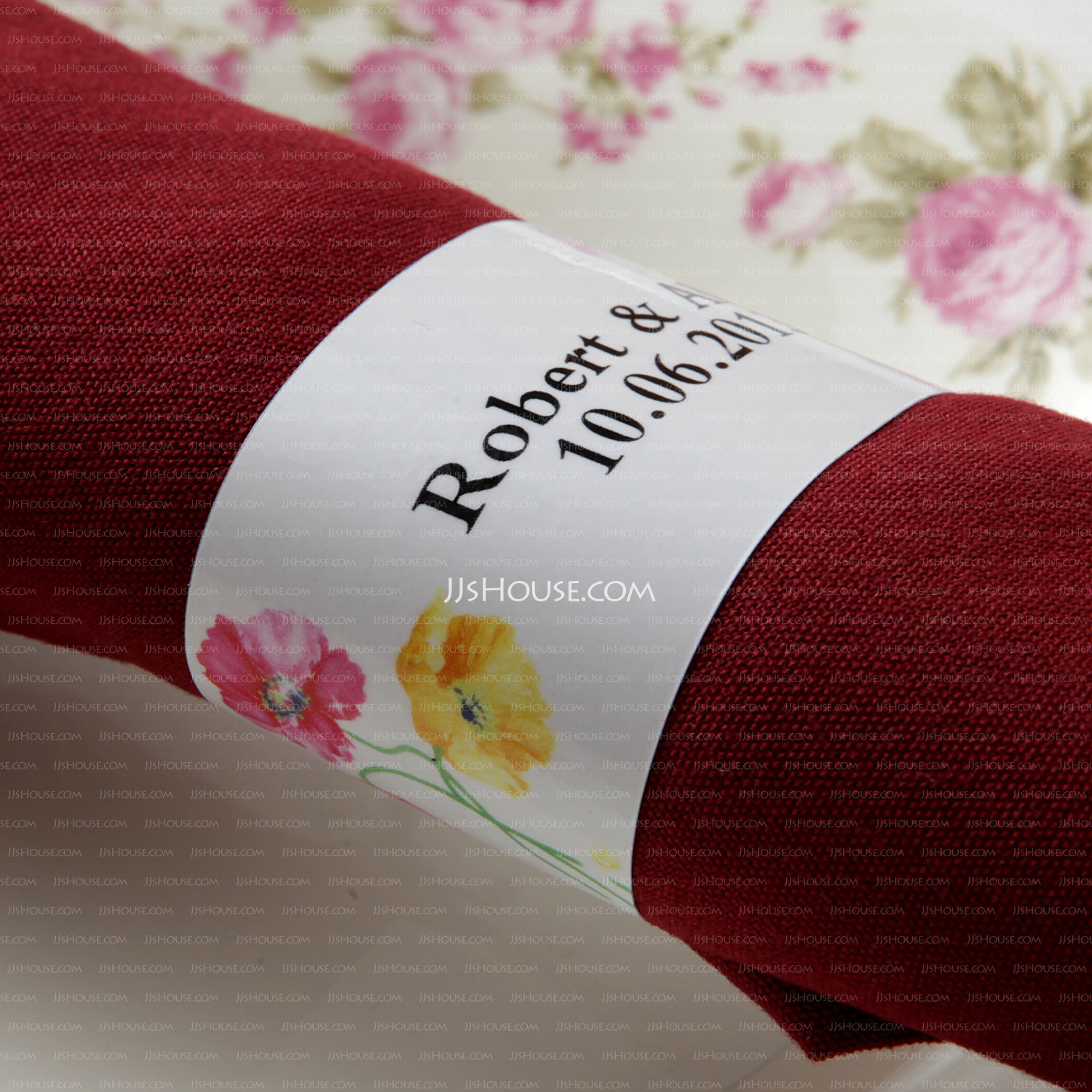 Personalized Flower Design Paper Napkin Ring (Set of 50) (118030394 