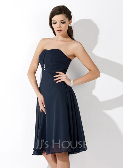 Empire Sweetheart Knee-Length Chiffon Bridesmaid Dress With Ruffle Beading (007020708)