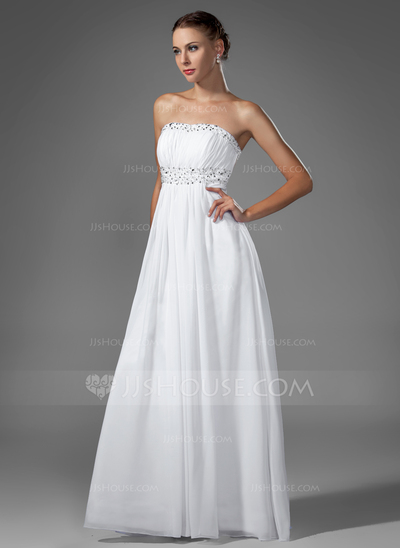 Empire Sweetheart Sweep Train Chiffon Evening Dress With Ruffle Beading Sequins (017004374)