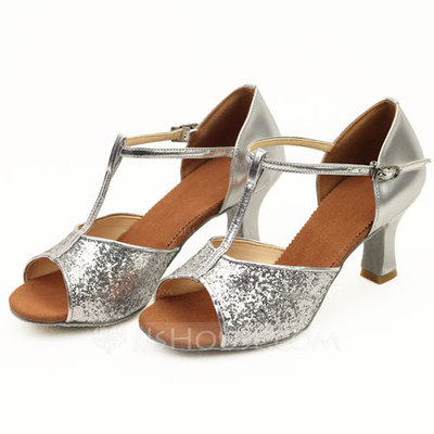 Sparkling Glitter Heels Latin Ballroom Dance Shoes With T-Strap (053011481)