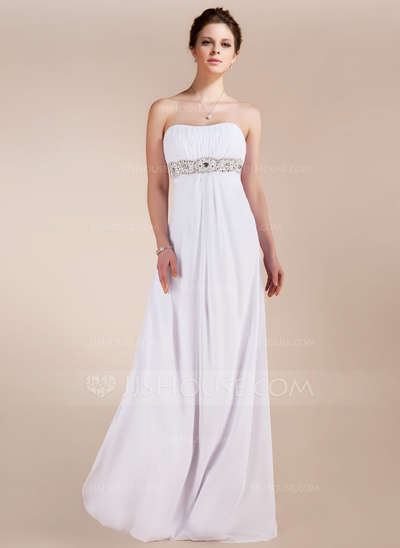 Empire Sweetheart Sweep Train Chiffon Prom Dress With Ruffle Beading (018020741)