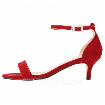 suede low heel sandals