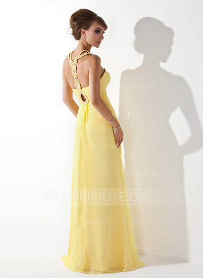 A-Line/Princess Sweetheart Floor-Length Chiffon Prom Dress With Ruffle Beading (018005352)