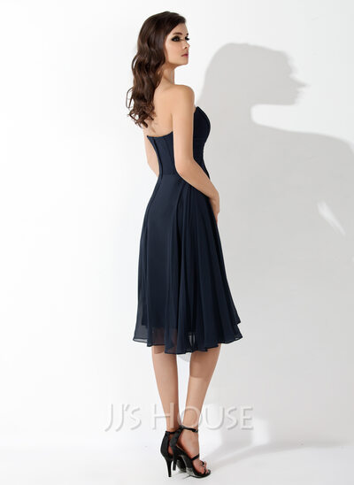 Empire Sweetheart Knee-Length Chiffon Bridesmaid Dress With Ruffle Beading (007020708)