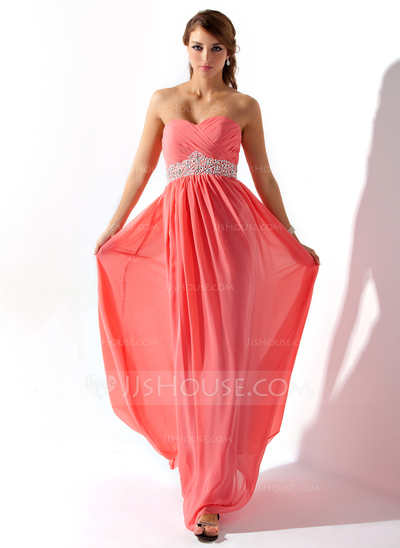 Empire Sweetheart Floor-Length Chiffon Prom Dress With Ruffle Beading (018005353)