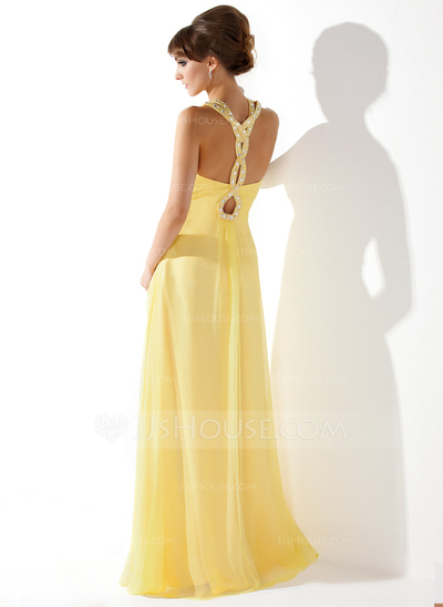 A-Line/Princess Sweetheart Floor-Length Chiffon Prom Dress With Ruffle Beading (018005352)