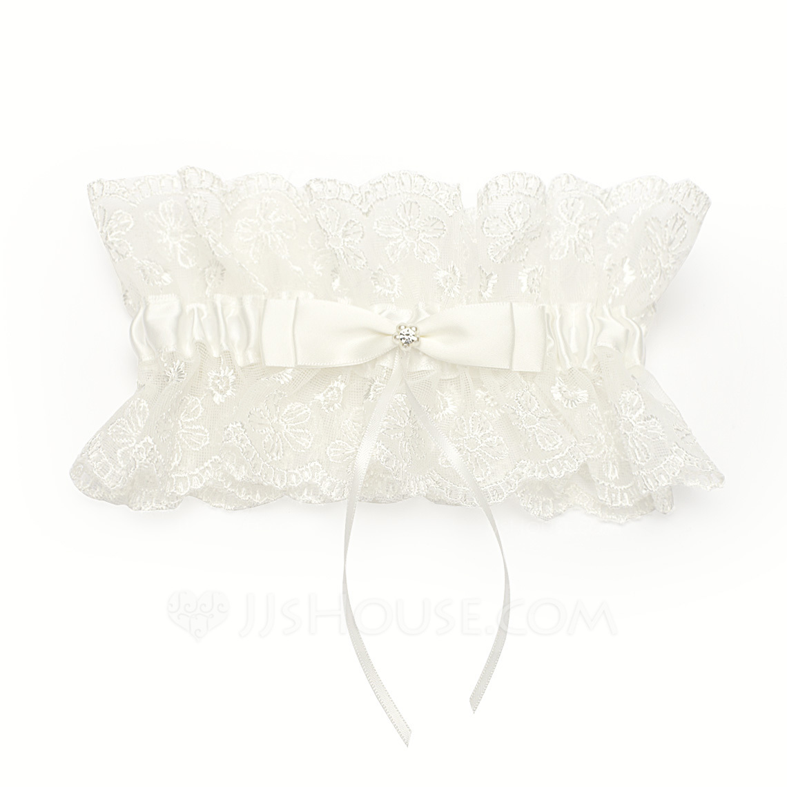 Satin Lace With Rhinestone Wedding Garters (104035631) JJsHouse
