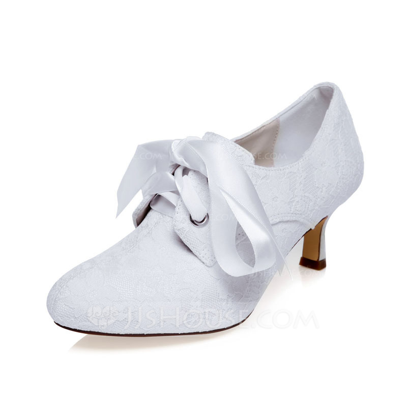 Women's Lace Low Heel Closed Toe Pumps (047083308) JJsHouse