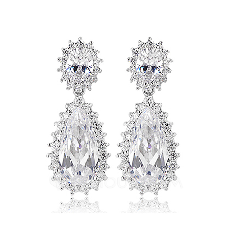 Beautiful Copper/Zircon/Platinum Plated Ladies' Earrings (011061499