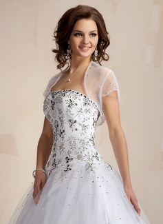 Jackets/Wraps Party/Evening Organza Beading Wraps With Short Sleeve (013021300)