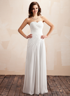 A-Line/Princess Sweetheart Floor-Length Chiffon Wedding Dress With Ruffle (002012917)