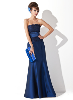 Mermaid Strapless Floor-Length Taffeta Evening Dress With Ruffle Lace (017020323)