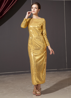 Sheath Scoop Neck Ankle-Length Sequined Holiday Dress (020025934)