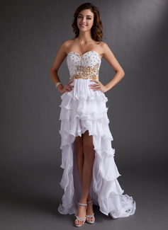 A-Line/Princess Sweetheart Asymmetrical Chiffon Prom Dress With Beading (018016758)