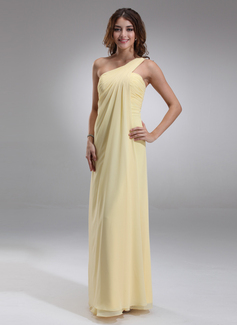Empire One-Shoulder Floor-Length Chiffon Bridesmaid Dress With Ruffle (007025146)