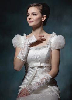 Elastic Satin Lace Elbow Gloves (014020521)