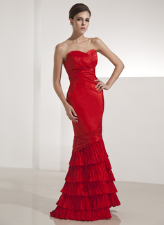 Mermaid Sweetheart Floor-Length Taffeta Evening Dress With Ruffle (017014251)