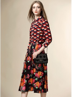 Polyester/Silk With Midi Dress (199081360) - JJsHouse