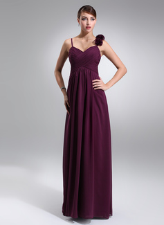 Empire Sweetheart Floor-Length Chiffon Maternity Bridesmaid Dress With Ruffle Flower(s) (045022464)