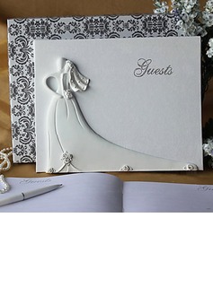 Bride and Groom Design Wedding Guest Book in White Resin(101018141)