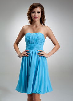 A-Line/Princess Sweetheart Knee-Length Chiffon Bridesmaid Dress With Ruffle (007004986)