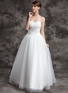 Ball-Gown Sweetheart Floor-Length Organza Wedding Dress With Ruffle Lace Beadwork (002024075)