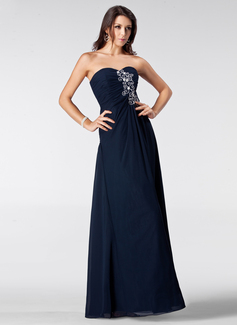 Sheath Sweetheart Floor-Length Chiffon Prom Dress With Ruffle Beading (018005211)