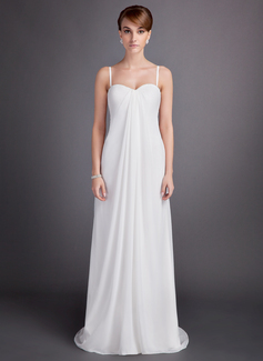 Empire Sweetheart Sweep Train Chiffon Wedding Dress With Ruffle Beadwork (002011591)