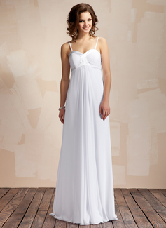 Empire Sweetheart Floor-Length Chiffon Charmeuse Wedding Dress With Ruffle (002011568)