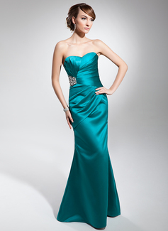 Mermaid Sweetheart Floor-Length Satin Evening Dress With Ruffle Beading (017014678)