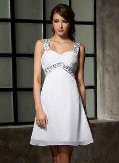 Empire Sweetheart Short/Mini Chiffon Homecoming Dress With Ruffle Beading Sequins (022020867)