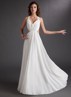 A-Line/Princess Sweetheart Floor-Length Chiffon Evening Dress With Ruffle (017016725)