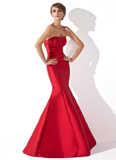 Mermaid Sweetheart Floor-Length Taffeta Evening Dress With Ruffle Beading (017013777)