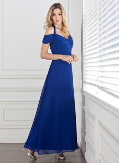 A-Line/Princess Halter Ankle-Length Chiffon Evening Dress With Ruffle (017005287)