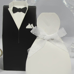Classic Bride & Groom Favor Box With Organza Ribbon (Set of 6 Pairs) (050005841)