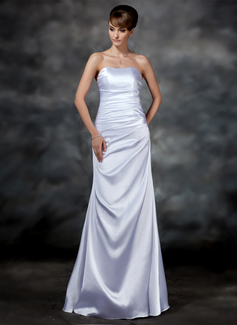 Sheath Sweetheart Floor-Length Charmeuse Evening Dress With Ruffle (017022547)