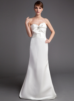 Sheath Sweetheart Sweep Train Satin Evening Dress With Ruffle Beading (017026002)