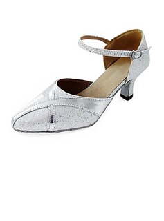 Leatherette Sparkling Glitter Heels Pumps Modern Dance Shoes With Ankle Strap (053013152)