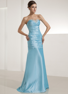 A-Line/Princess Sweetheart Floor-Length Taffeta Evening Dress With Ruffle Beading Sequins (017014204)