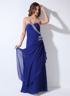 A-Line/Princess Sweetheart Floor-Length Chiffon Evening Dress With Ruffle Beading Sequins (017020712)