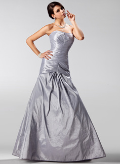 A-Line/Princess Strapless Floor-Length Taffeta Prom Dress With Ruffle (018005225)