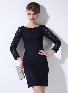Sheath Scoop Neck Short/Mini Lace Mother of the Bride Dress (008005636)