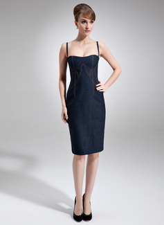Sheath Sweetheart Knee-Length Satin Cocktail Dress (016021001)