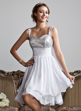 Empire Sweetheart Knee-Length Chiffon Sequined Homecoming Dress With Ruffle (022010318)
