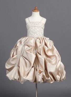 A-Line/Princess Floor-Length Satin Flower Girl Dress With Embroidered Ruffle Beading (010007808)