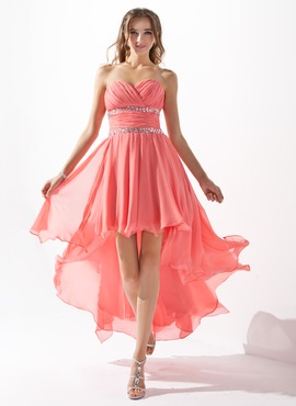 A-Line/Princess Sweetheart Asymmetrical Chiffon Homecoming Dress With Ruffle Beading (022009591)