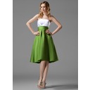 Nice A-Line/Princess Strapless Tea-Length Satin Bridesmaid Dress (007004122)
