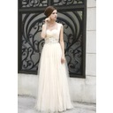 A-Line/Princess Sweetheart Floor-Length Taffeta Tulle Prom Dresses With Ruffle Beading (018005043)