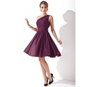 Ligne-A/Princesse Une epaule Mi-longues Mousseline Robe de Demoiselle d'Honneur avec Ondulé (007000918)