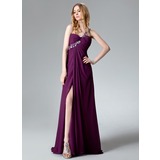 Empire One-Shoulder Sweep Train Chiffon Evening Dress With Ruffle Lace Beading Sequins (017004368)